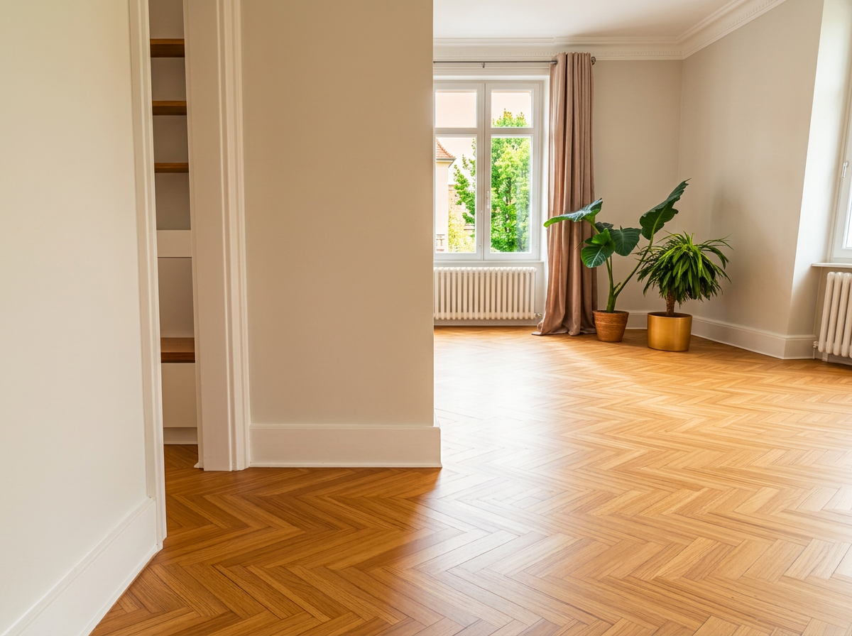 Intérieur rénové par Nex Volt Construction : parquet et murs neufs