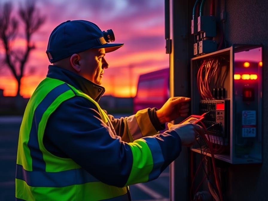 Électricien Nex Volt Construction intervenant sur un tableau électrique en dépannage urgent