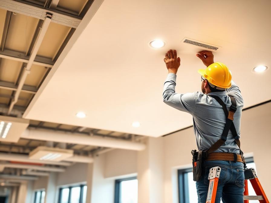 Faux plafond — chantier Nex Volt Construction